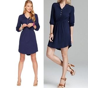 Lilly Pulitzer Beckett Shirtdress Mini Dress Navy Blue Button Front Womens XS